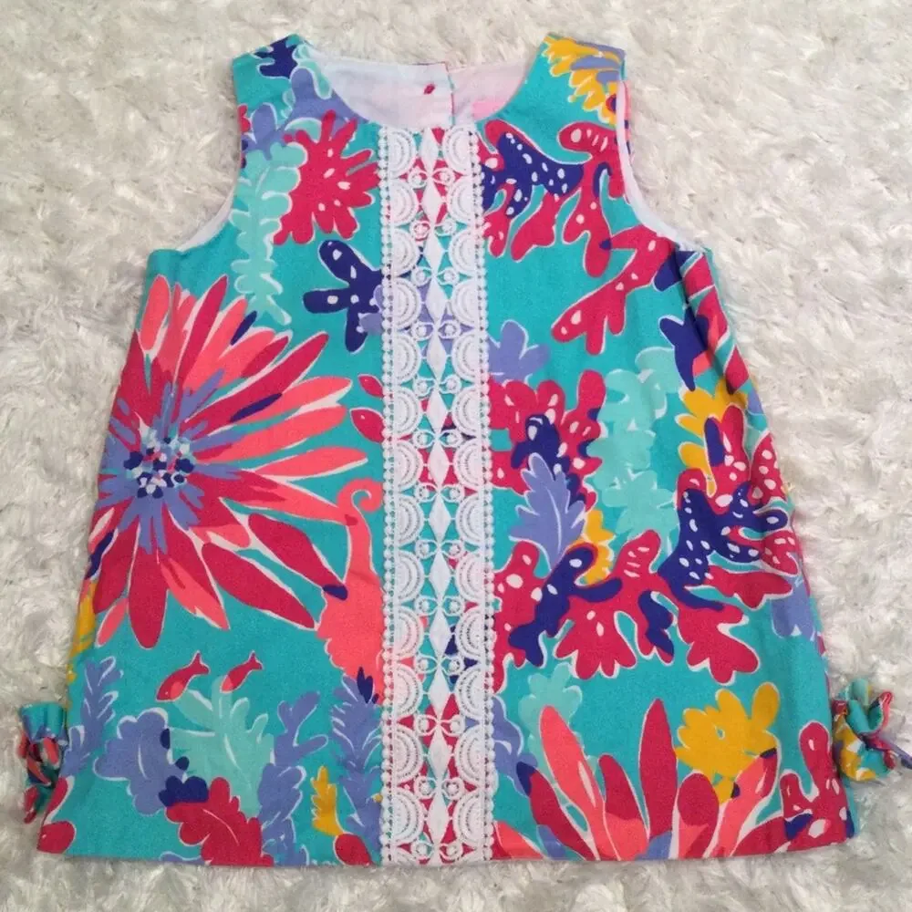 Lilly Pulitzer Shift dress with lace appliqué 12-18 M no bloomers